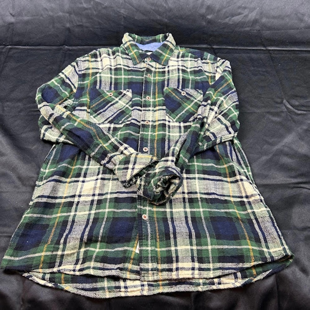 Weatherproof Vintage Mens Green Plaid Flannel Button Down Shirt Size M